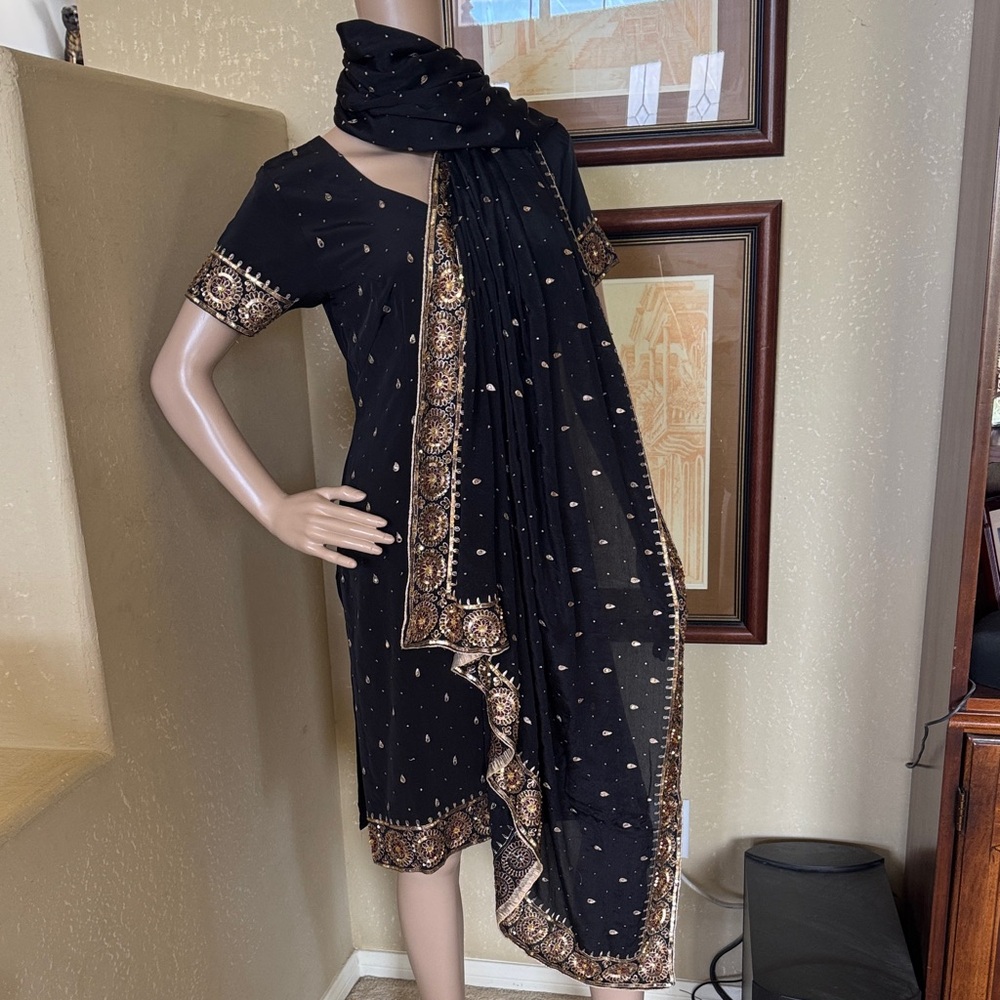 Indian Pakistani beaded sequin Dress & Pants sz S